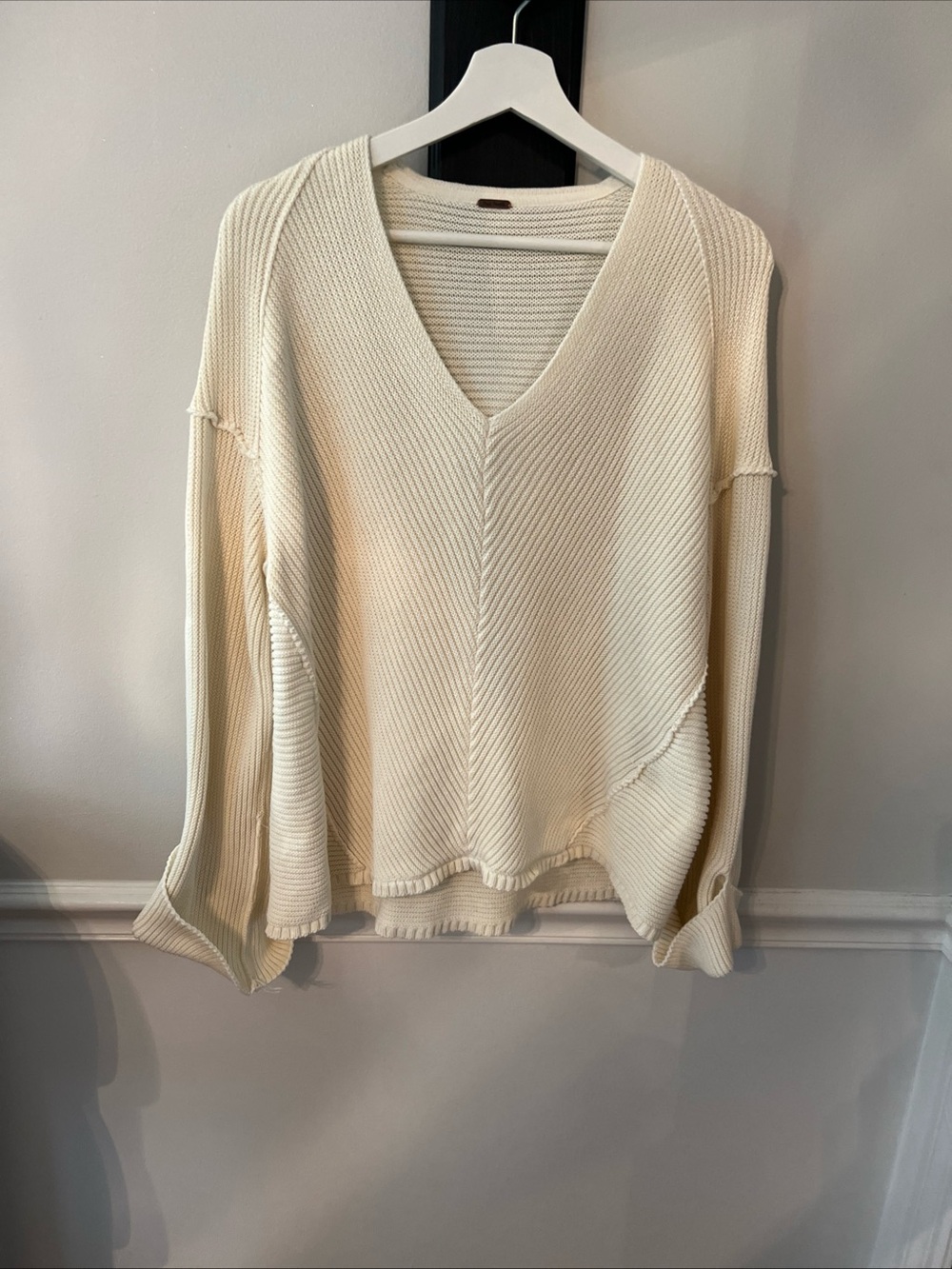 V-Neck Cream Knit Sweater